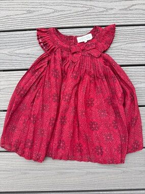 indigo soul Red Floral Ruffled Neck Dress